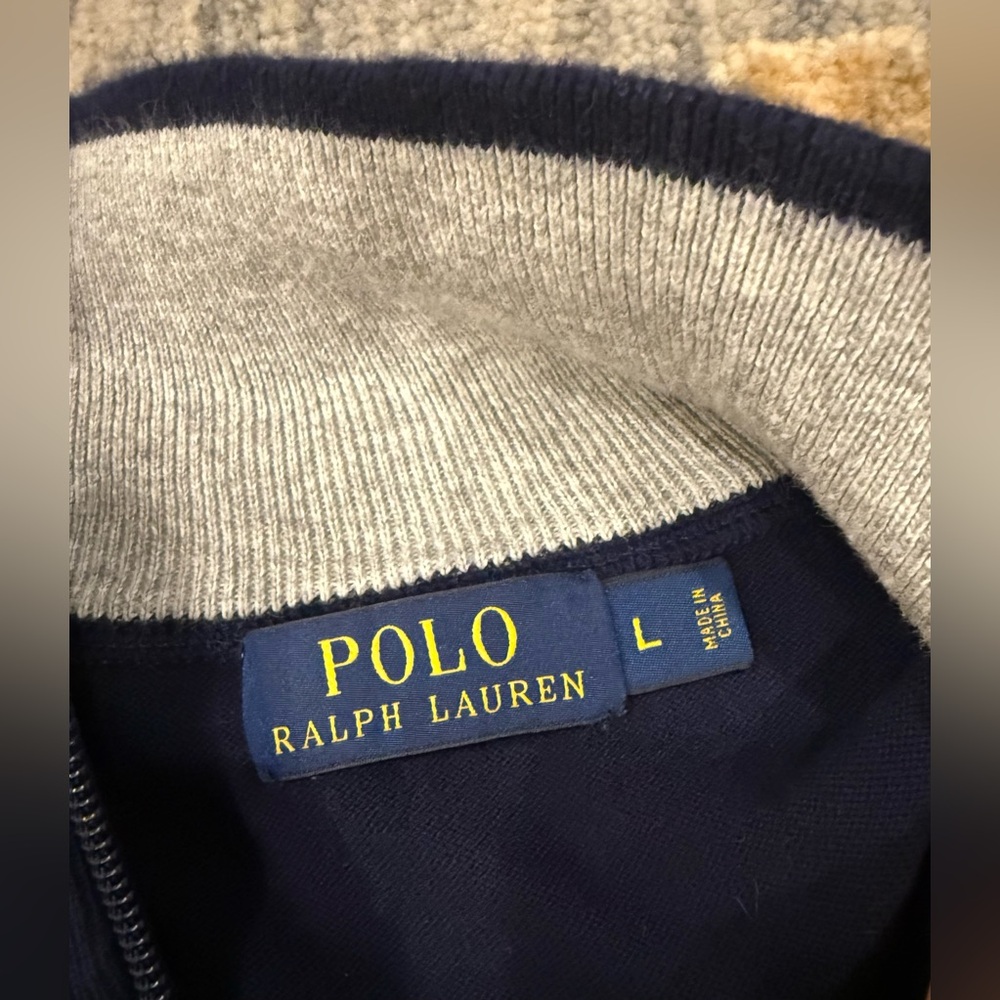 Polo by Ralph Lauren Navy Zip Up Sweater - Picture 4 of 6